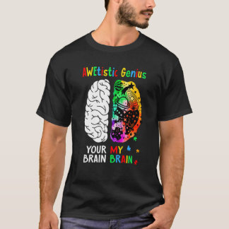 Awetistic Genius Brain Autism Awareness Month Puzz T-Shirt