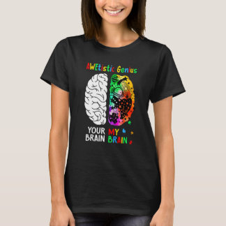 Awetistic Genius Brain Autism Awareness Month Puzz T-Shirt