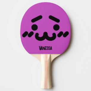 Awkward Cute Face Purple with Name Ping Pong Paddle