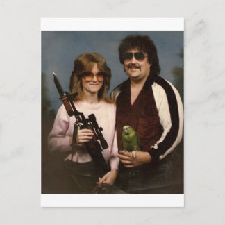 Awkward Family Photos - Couple with parrot! Postcard
