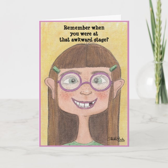 Awkward Stage Girl Card (Front)