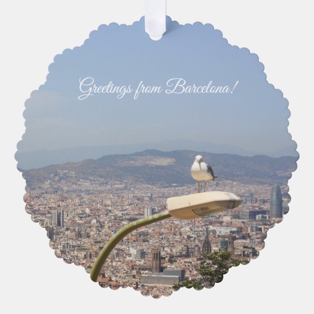 aWorld2Celebrate: Greetings from Barcelona! Ornament Card (Front)