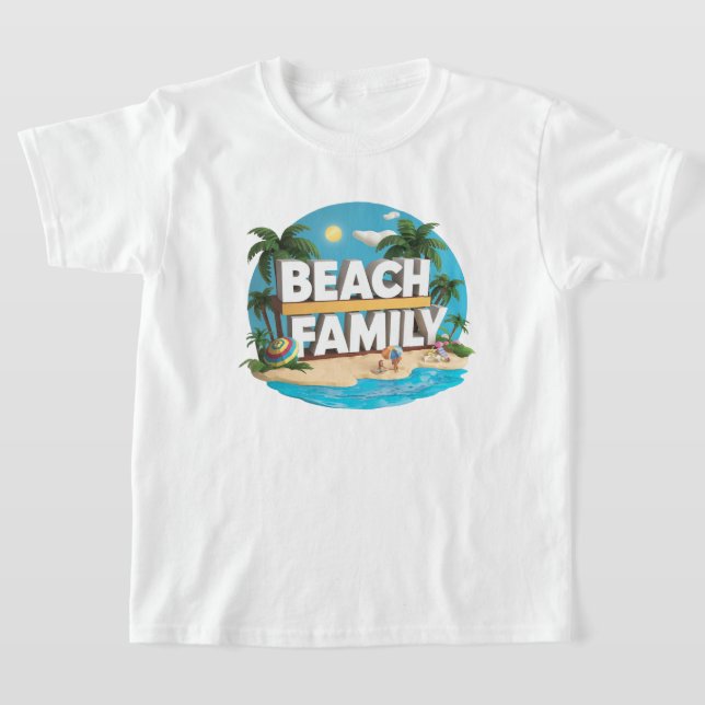 Awsome Coloured Beach Family Kids T-Shirt (Laydown)