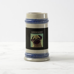 Awww Cute Pug Adorable Precious Pets Cartoon Beer Stein