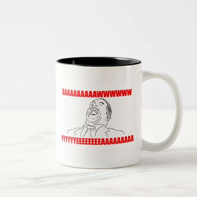 awwww yeah rage comic lol rofl Two-Tone coffee mug (Right)