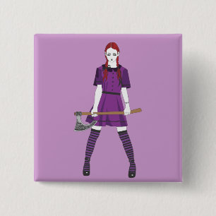 Axe Girl 2 Inch Square Button