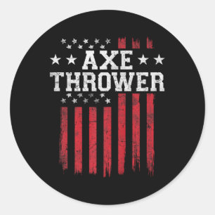 Axe Thrower Proud American Flag USA Patriot Patrio Classic Round Sticker