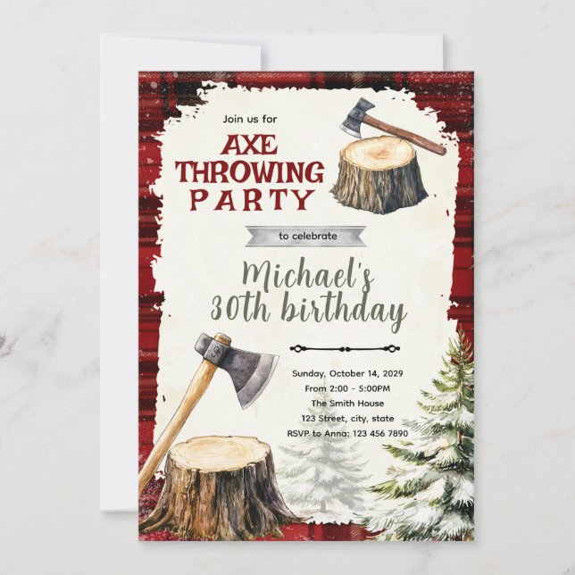 Axe Throwing Birthday Party Invitation (Front)