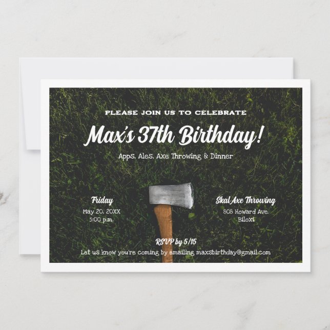 Axe Throwing Birthday Party Invitation (Front)