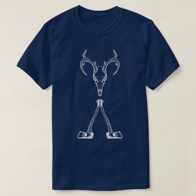 AXE Wishbone Avec Cerf Crâne Classique TShirt (Design devant)