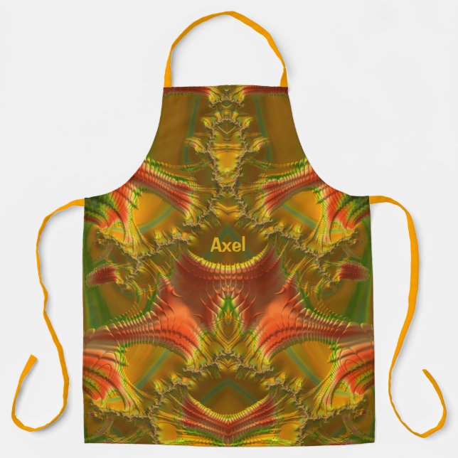 AXEL~ CHRISTMAS ~ Red Green Gold ~ Apron (Front)