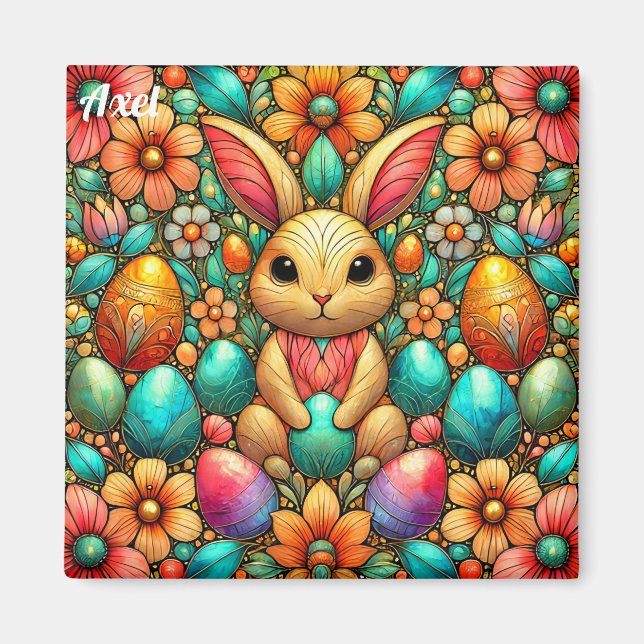AXEL~ Easter Bunny and Eggs ~  Magnet (Front)