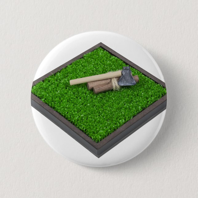 AxeLogsOnLawn112611 2 Inch Round Button (Front)