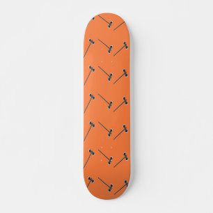 Axes on orange skateboard