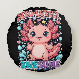 Axo-Lutely Awesome Cute Axolotl Round Pillow