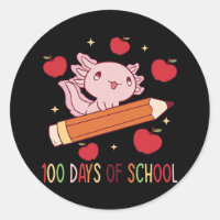 Axolotl 100 Days of Scool with Pencil Walking