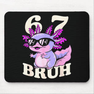 Axolotl 67 bruh funny meme sunglasses cool walking mouse pad