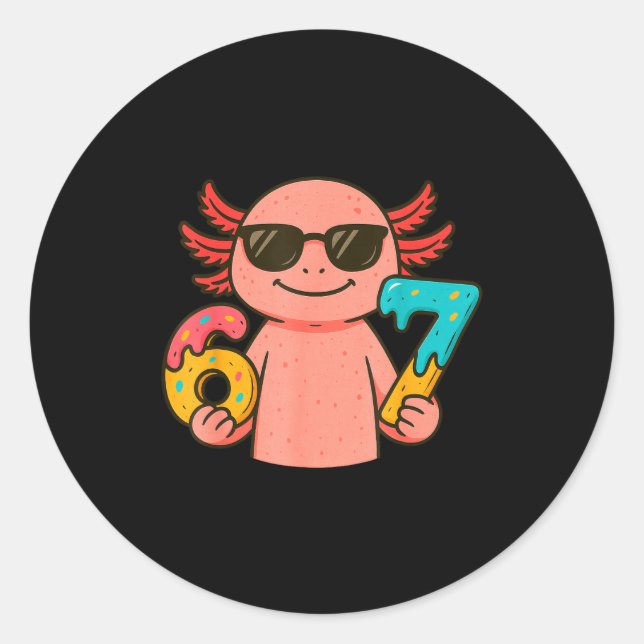 Axolotl 67 Meme Six Seven Funny Ice Cream Drip  Classic Round Sticker (Front)