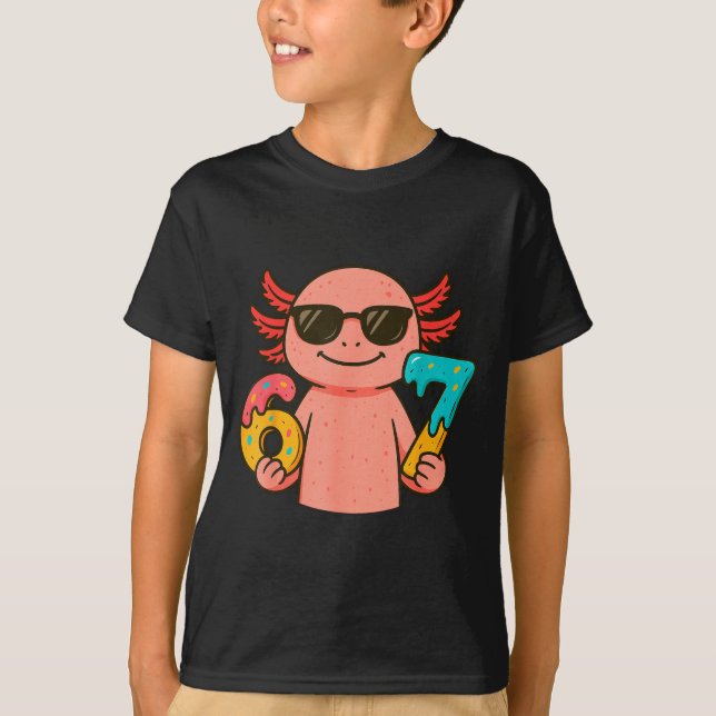 Axolotl 67 Meme Six Seven Funny Ice Cream Drip  T-Shirt (Front)