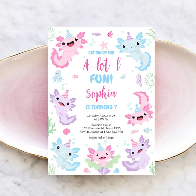 Axolotl Alotl Fun Birthday Party Invitation (Créateur téléchargé)