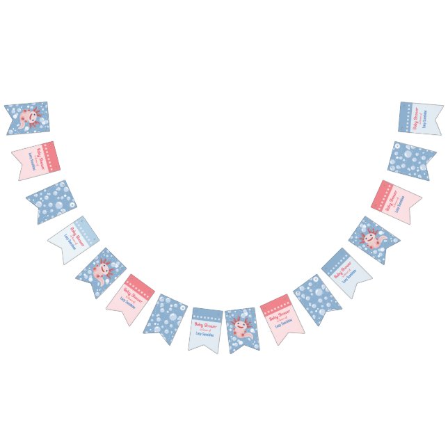 Axolotl and the Bubbles - Blue Water Baby Shower Bunting Flags (All)