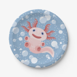 Axolotl and the Bubbles Bold Vector Design Paper Plate