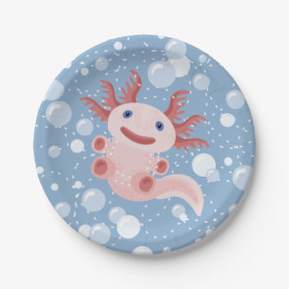 Axolotl and the Bubbles Bold Vector Design Paper Plate