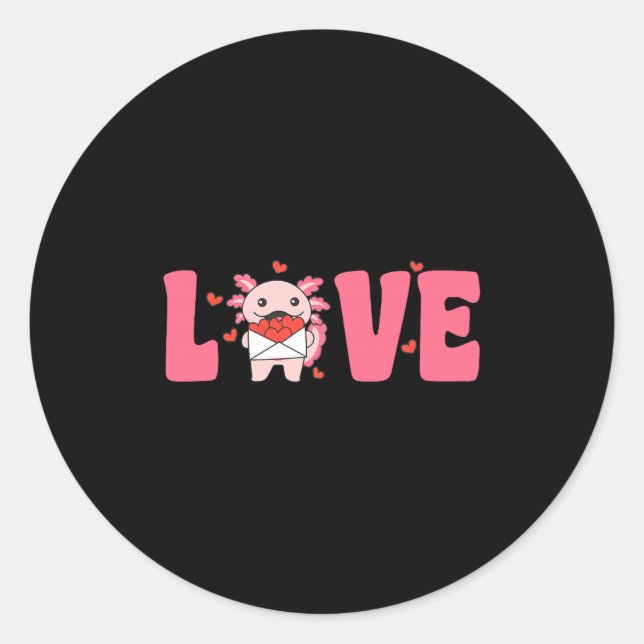 Axolotl Animals With Hearts Love Premium Tri-blend Classic Round Sticker (Front)