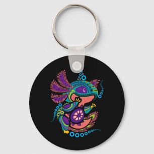 Axolotl Art Aztec Mexican Salamander Mexico Cinco  Keychain