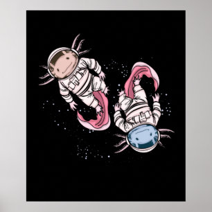 Axolotl Astronaut Gift Kids Outer Space Axol Poster