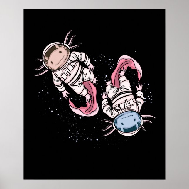 Axolotl Astronaut Gift Kids Outer Space Axol Poster (Front)