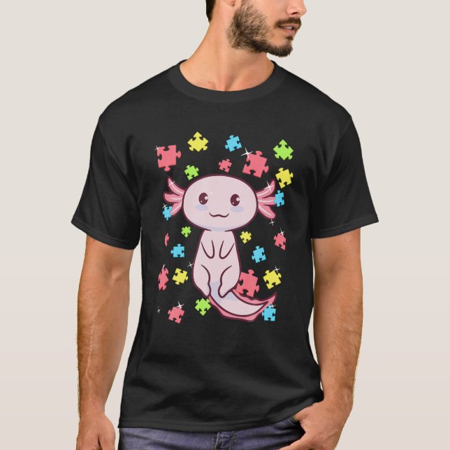 Axolotl Autism Awareness Puzz;E Water T-Shirt (Front)