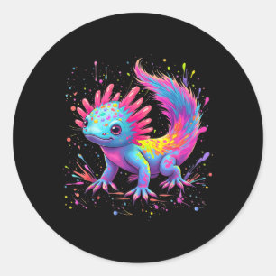 Axolotl Beautiful Colourful Art Cute Kawaii Axolot Classic Round Sticker
