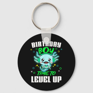 Axolotl Birthday Boy Time To Level Up Gamer Birthd Keychain