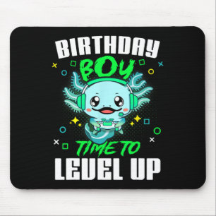 Axolotl Birthday Boy Time To Level Up Gamer Birthd Mouse Pad