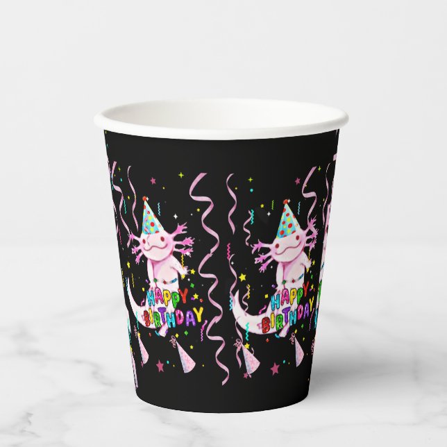 Axolotl birthday paper cups (Front)