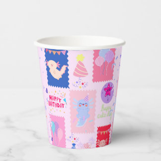 Axolotl birthday paper cups