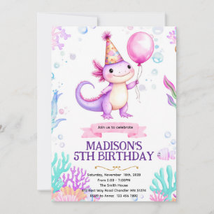Axolotl Birthday party invitation