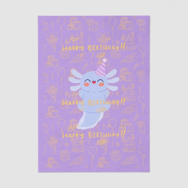 Axolotl birthday tissue paper (Front)