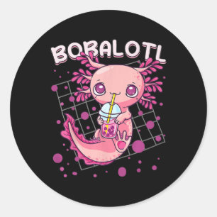 Axolotl Boba Tea Bubble Tea Kawaii Anime Japanese Classic Round Sticker