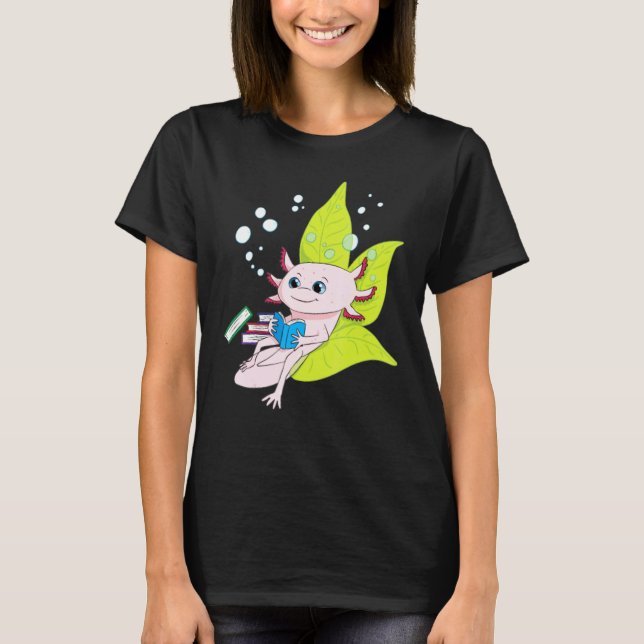 Axolotl Bookworm Girls Boys Book Reading Axolotl T-Shirt (Front)