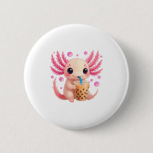 Axolotl Bubble Boba Tea Anime Cute Kawaii Teen Gir 2 Inch Round Button