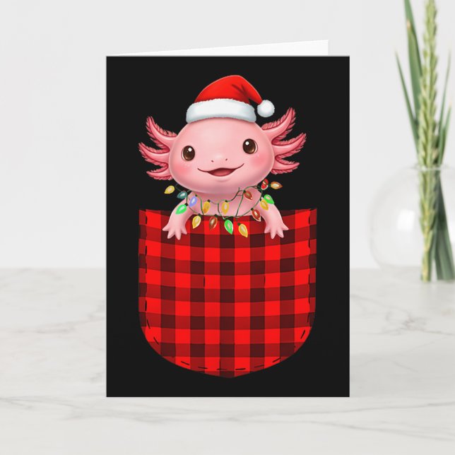 Axolotl Buffalo Red Plaid Cket Christmas Funny Men Card (Front)