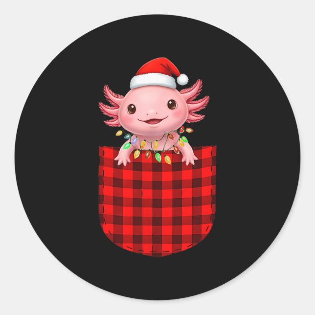 Axolotl Buffalo Red Plaid Cket Christmas Funny Men Classic Round Sticker (Front)