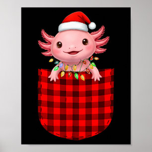 Axolotl Buffalo Red Plaid Cket Christmas Funny Men Poster