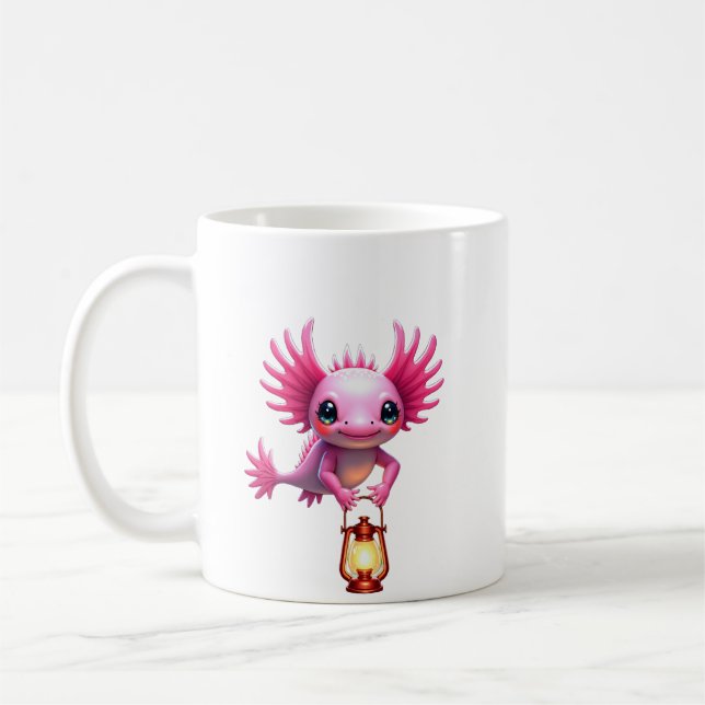 Axolotl Cave Exploration Lantern Bioluminescent Cu Coffee Mug (Left)