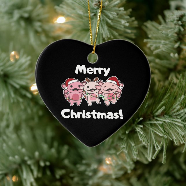 Axolotl Christmas Cute Axolotls Merry Christmas Ce Ceramic Ornament (Tree)