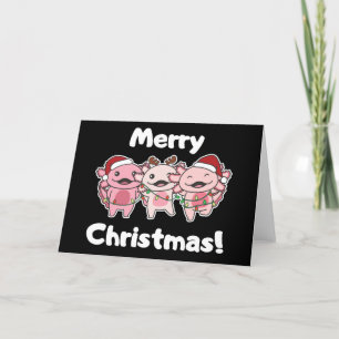 Axolotl Christmas Cute Axolotls Merry Christmas Ho Holiday Card