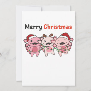 Axolotl Christmas Cute Axolotls Merry Christmas Holiday Card