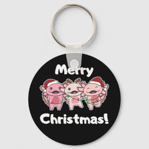 Axolotl Christmas Cute Axolotls Merry Christmas Ke Keychain
